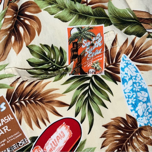 CT HAWAII FASHIONS Mixed Print Men’s Hawaiian Shirt - Small, Cream/Multi-Color - Picture 4 of 6